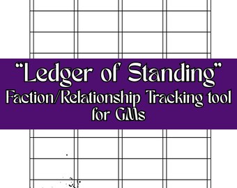Libro de reputación: Rastreador de facciones y relaciones para DM, compatible con TTRPG 5e, apto para imprimir