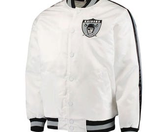 Giacca in raso bianco di medio peso dei Las Vegas Raiders
