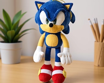 Peluche de Sonic: suave peluche de erizo azul, regalo coleccionable para fans de los videojuegos.