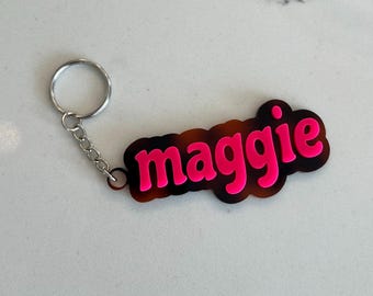 Custom Acrylic Name Keychain Bubble Letter Bag Tag 2-Layer Laser Cut Personalized Gift for Backpacks, Totes, Luggage & Keys