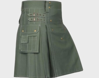 Męski szkocki zielony kilt użytkowy z bawełny