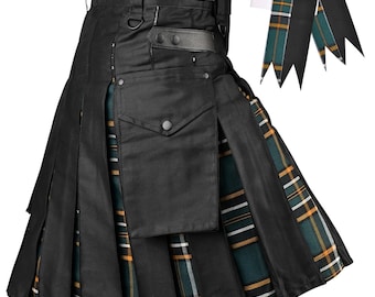 Hybrid Utility Kilts for Men Scottish Traditional Kilt with Flashes Irish
