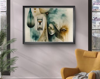 Abstract Surreal Wall Art, Mystical Print, Modern Home Decor, Digital Download