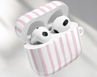 Chic Pink Stripe Case Compatible with AirPods