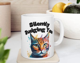 Vibrant Cat Lover's Ceramic Mug - Animal Enthusiasts, Coffee/Tea Lovers