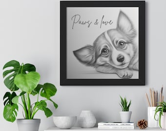 ウェルシュ・コーギー犬の色鉛筆画プリント：2サイズ、アーティストの