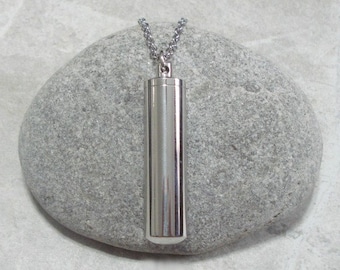 Capsule Container Necklace Storage Cylinder Pendant Stainless Steel