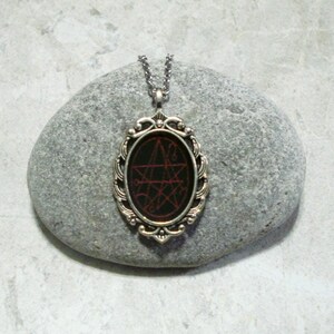 Necronomicon Necklace Pendant Jewelry Antique Silver Black And Red LAST ONE!