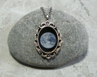 Earth Necklace Planet Pendant Jewelry Antique Silver