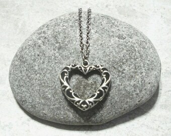 Black Heart Necklace Jewelry Antique Silver