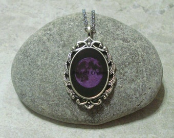 Purple Full Moon Necklace Antique Silver