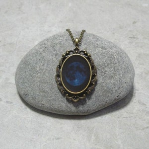 Blue Full Moon Necklace Pendant Jewelry Antique Bronze