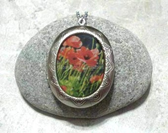 Poppy Locket Necklace Jewelry Stainless Steel