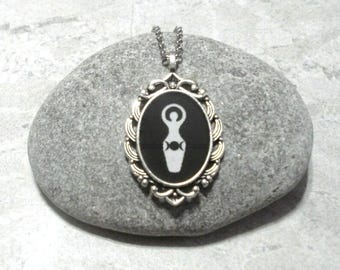 Goddess Necklace Triple Moon Jewelry Antique Silver