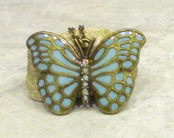 Blue Butterfly Necklace Glow In The Dark Antique Bronze
