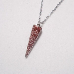 Red Pendulum Necklace Antique Silver image 2