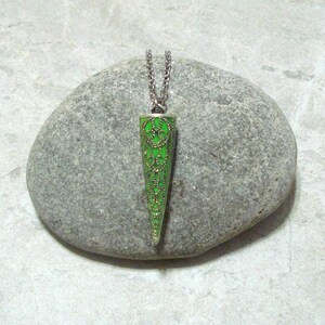 Green Pendulum Necklace Antique Silver Glow In The Dark