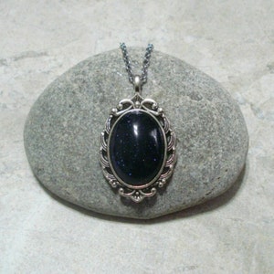 Blue Sandstone Necklace Antique Silver