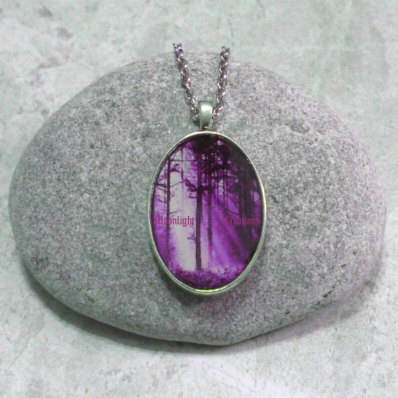 Purple Forest Necklace Jewelry Woodland Pendant image 2