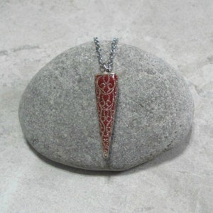 Red Pendulum Necklace Antique Silver image 1