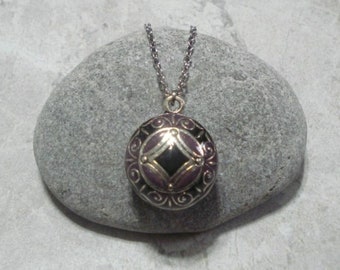 Black And Purple Mandala Necklace Pendant Jewelry