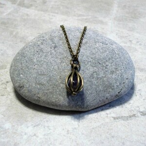 Set of FIVE Tiny Amethyst Necklaces Antique Brass LAST SET!