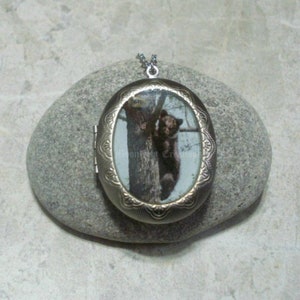 Bear Locket Necklace Stainless Steel
