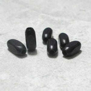 90 - 5x12mm RECTANGLE wood beads wooden BLACK