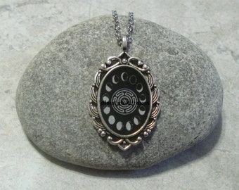 Moon Phase Hecate Necklace Hekate Antique Silver