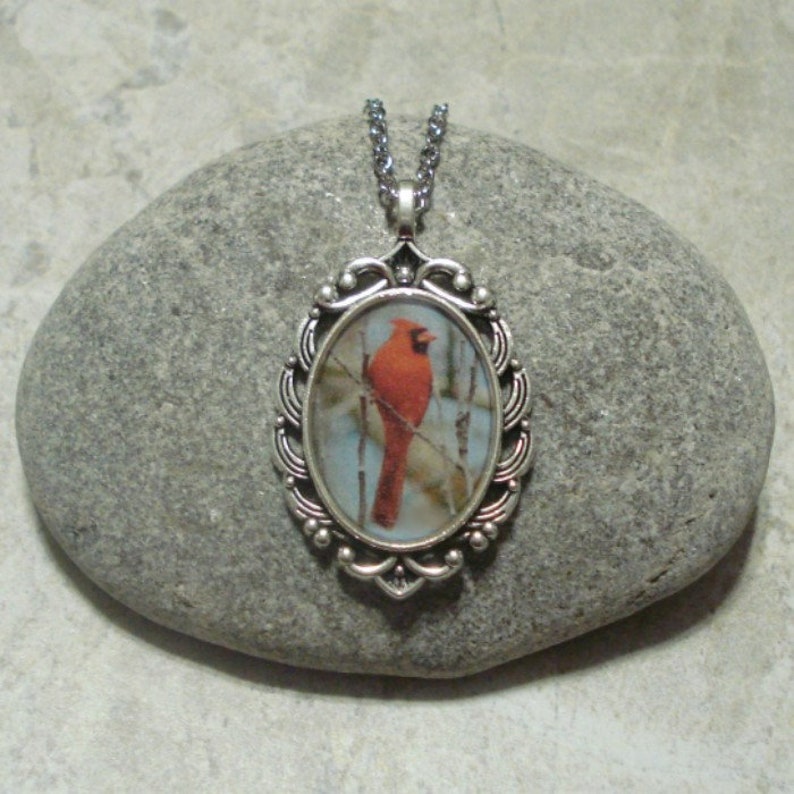Cardinal Necklace Pendant Jewelry Antique Silver Etsy