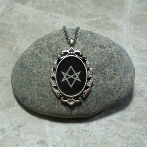 Unicursal Hexagram Necklace Pendant Jewelry Antique Silver image 1