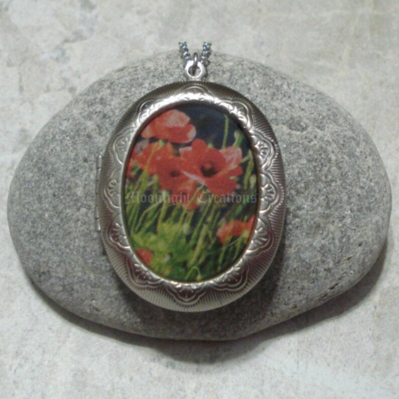 Poppy Locket Necklace Jewelry Stainless Steel image 4