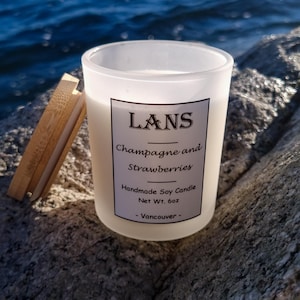 Champagne and Strawberries Candle | Fruity Soy Candle | Handmade Soy Candle