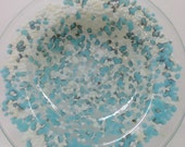 Turquoise Blue Confetti Art Glass Bowl