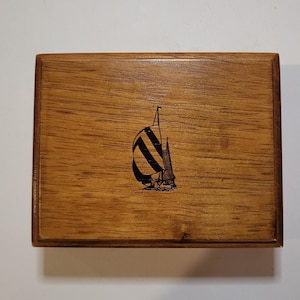 Vintage Nautica Sailboat Jewelry Box with Blue Lining