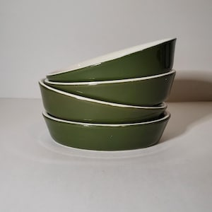 Set of 4 Vintage Hall Augratin Casserole Dishes – Forest Green Glazed, Individual Baking Dishes