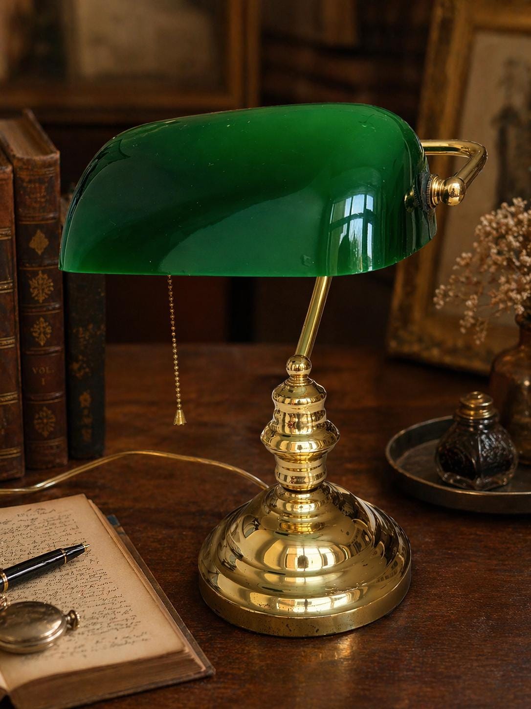 Ersatz-Lampenschirm Aus Glas Im Vintage-Stil – Für Tischlampe, Bankerlampe, Schreibtischlampe, Schwarz, 23x13x7,5 Cm