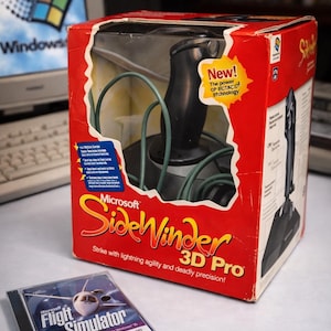 Vintage Microsoft-joystick SideWinder 3D Pro – Win95 Retro pc-gaming – compleet in doos