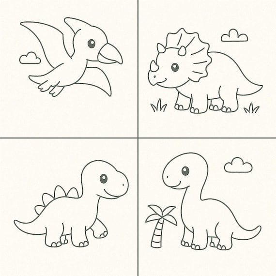 Dinosaur Coloring Book for Kids 12 Fun Printable Activity Pages Cute e Easy Dinosaur Coloring Sheets for Toddlers, Preschool e Kinderga