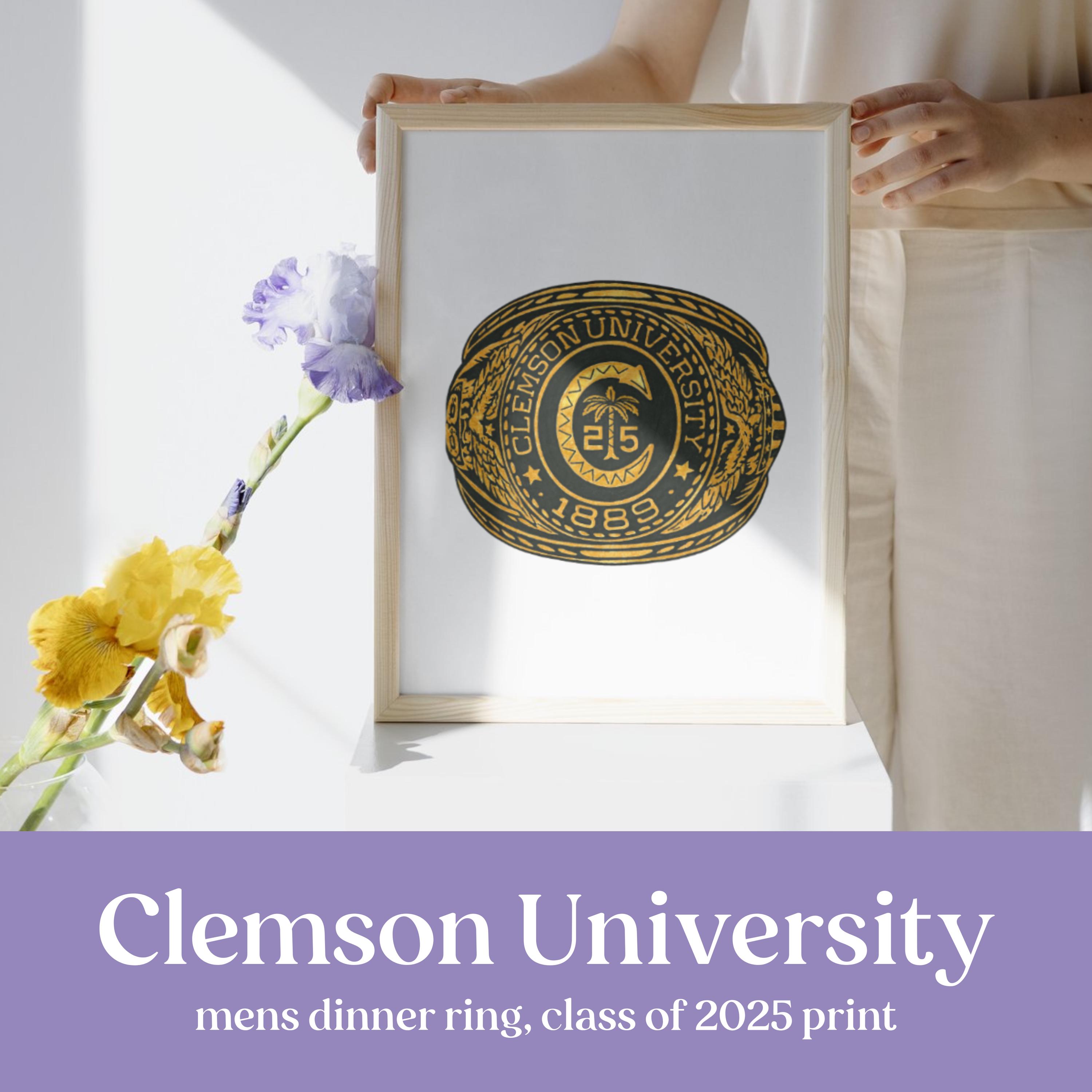 Clemson University Mens Dinner Ring Class of 2025 Printable Art