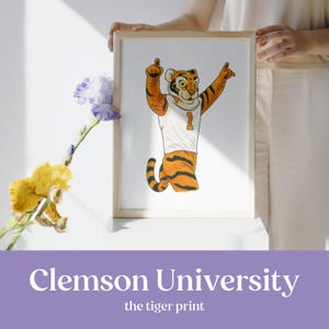 Clemson Tiger Mascot Printable Art – Clemson University Digital Download – College Sports Fan, Student, or Alumni Wall or Dorm Decor