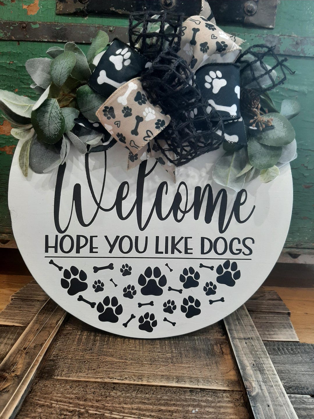 Welcome Hope You Like Dogs Door Hanger - Etsy