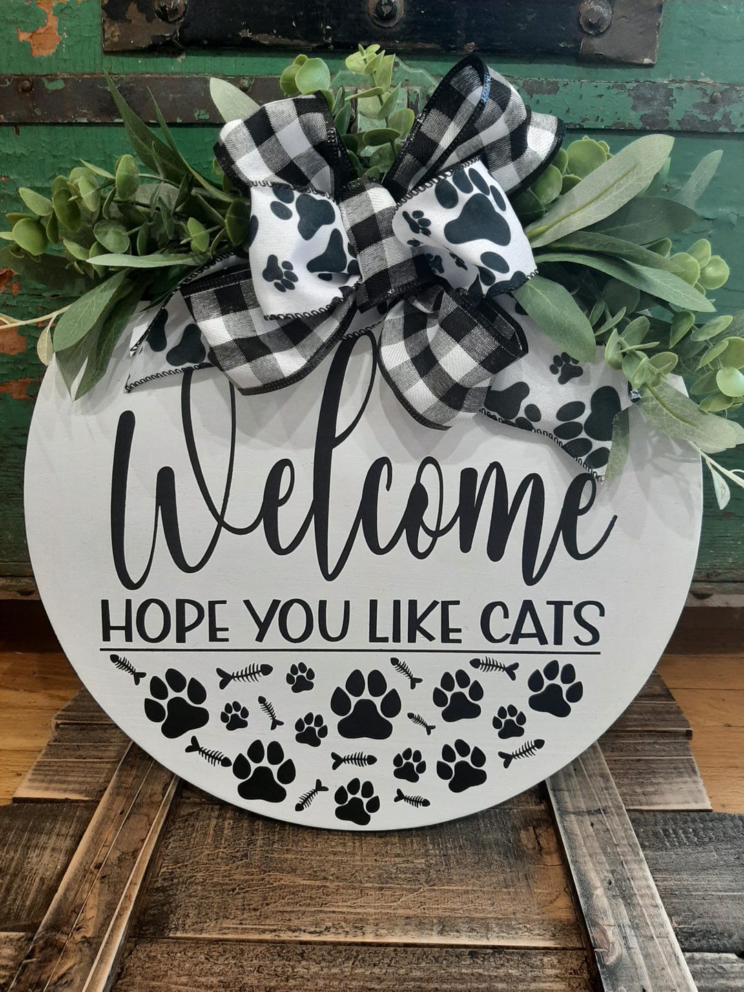 Welcome Hope You Like Cats Door Hanger - Etsy