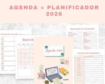 2026 Printable Planner in Spanish, Daily, Weekly and Monthly Planner PDF, Minimalist Annual Planner to Organize Your Year