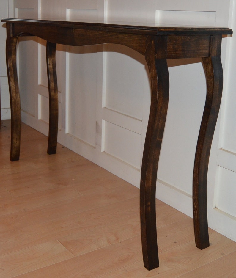 Solid Maple Stained Cabrio Console Table With Curved Legs | Etsy