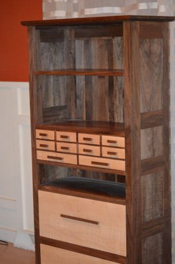 Solid Figured Walnut And Curly Maple Dresser File Cabinet Etsy
