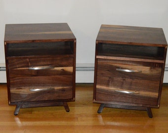 Solid Walnut Danish Modern Nightstands for Brooke