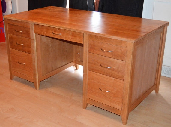 Figured Solid Cherry Executive Desk Etsy