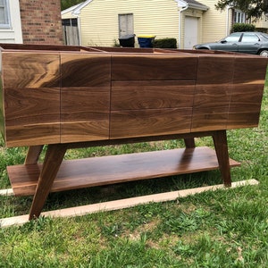 Solid Walnut Mid-century Modern Double Vanity