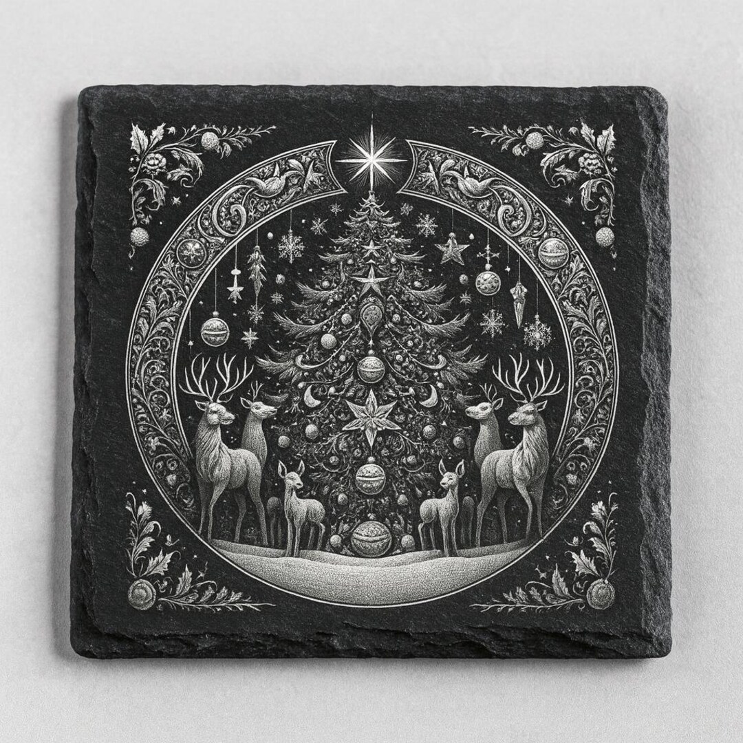 Handcrafted Traditional Christmas Laser Engraved Slate 4" Square ...